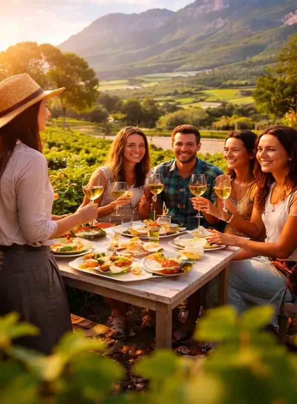 Wine tasting tour in Cape Winelands with vineyard views