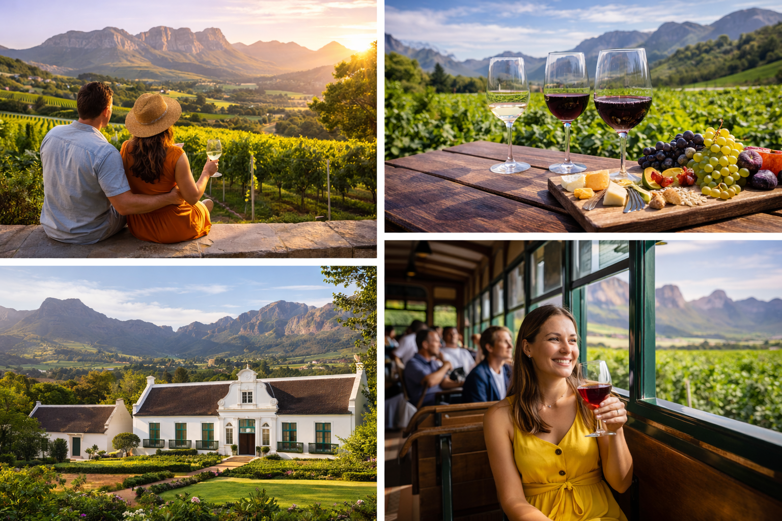 Cape Winelands tour featuring vineyards, wine tasting and scenic mountain views in Stellenbosch and Franschhoek