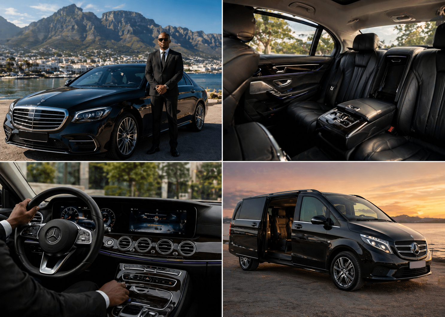 Luxury chauffeur services in Cape Town with private black vehicles and premium transport