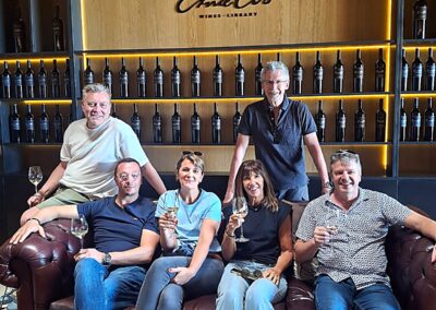 Tour group wine tasting at Stellenbosch vineyard Cape Town
